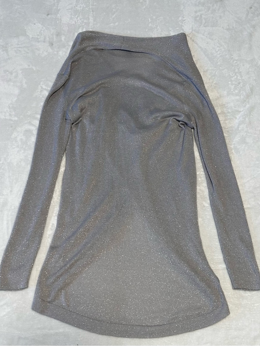 Jennifer Lopez Silver-Gray Draped V-Neck Wrap Sweater — image 4 of 4